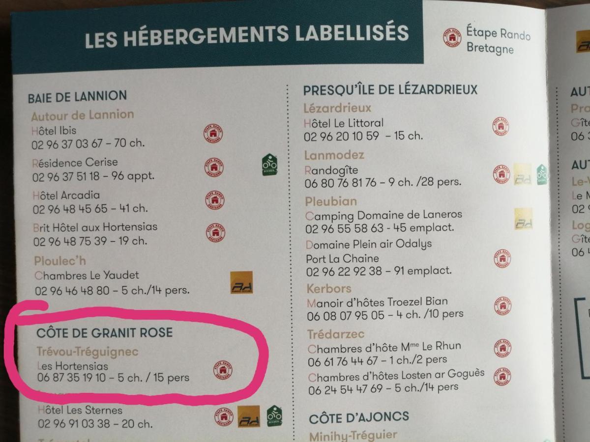 Les Hortensias Gr 34 - Chambres D'Hotes Trévou-Tréguignec Exterior foto